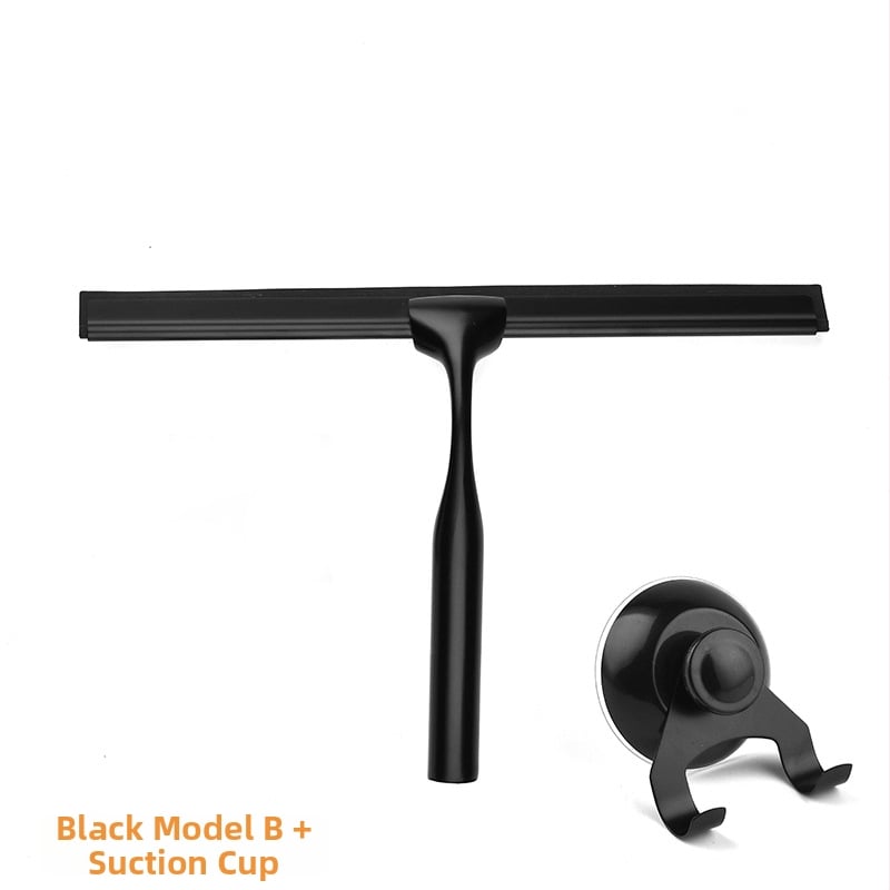 Rozsdamentes acél üveg tisztító szilikon kaparóval — otthoni használatra, kézi, egyoldalas