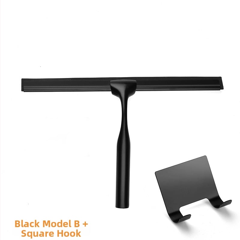 Rozsdamentes acél üveg tisztító szilikon kaparóval — otthoni használatra, kézi, egyoldalas