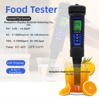 Trickle Ph822 преносим pH/EC/TDS/Temp измервател, четири в едно, цифров дисплей, диапазон pH 0-14