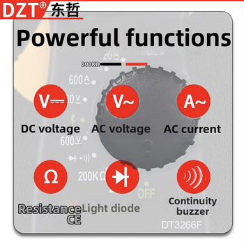 DT3266F Viacfunkčný klieštový multimeter s vysokou presnosťou, automatický digitálny displej, meranie napätia, prúdu a odporu