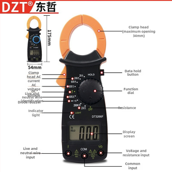 DT3266F Viacfunkčný klieštový multimeter s vysokou presnosťou, automatický digitálny displej, meranie napätia, prúdu a odporu