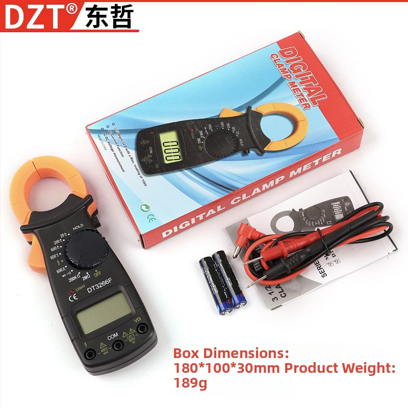 DT3266F Viacfunkčný klieštový multimeter s vysokou presnosťou, automatický digitálny displej, meranie napätia, prúdu a odporu