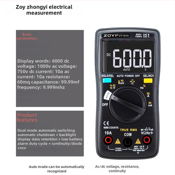 ZOYI Multimetar ZT-102A/ZT-101/ZT-100 Zaštita od izgaranja za elektrikare i kućnu održavanje
