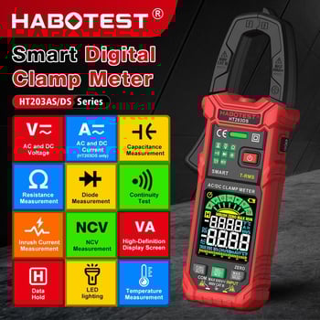 HABOTEST HT203 sorozat intelligens digitális csipeszes multiméter – áram, feszültség és ellenállás mérésére