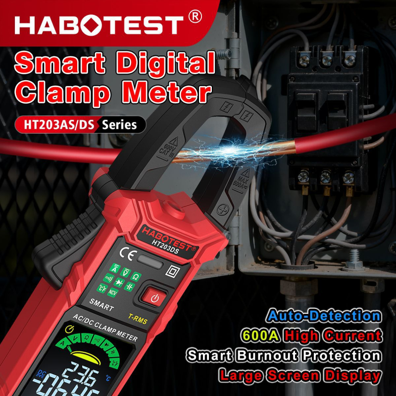 HABOTEST HT203 sorozat intelligens digitális csipeszes multiméter – áram, feszültség és ellenállás mérésére