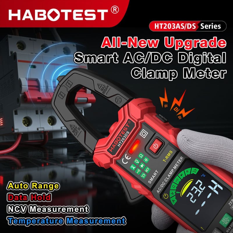 HABOTEST HT203 sorozat intelligens digitális csipeszes multiméter – áram, feszültség és ellenállás mérésére