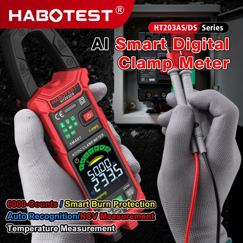 HABOTEST HT203 sorozat intelligens digitális csipeszes multiméter – áram, feszültség és ellenállás mérésére