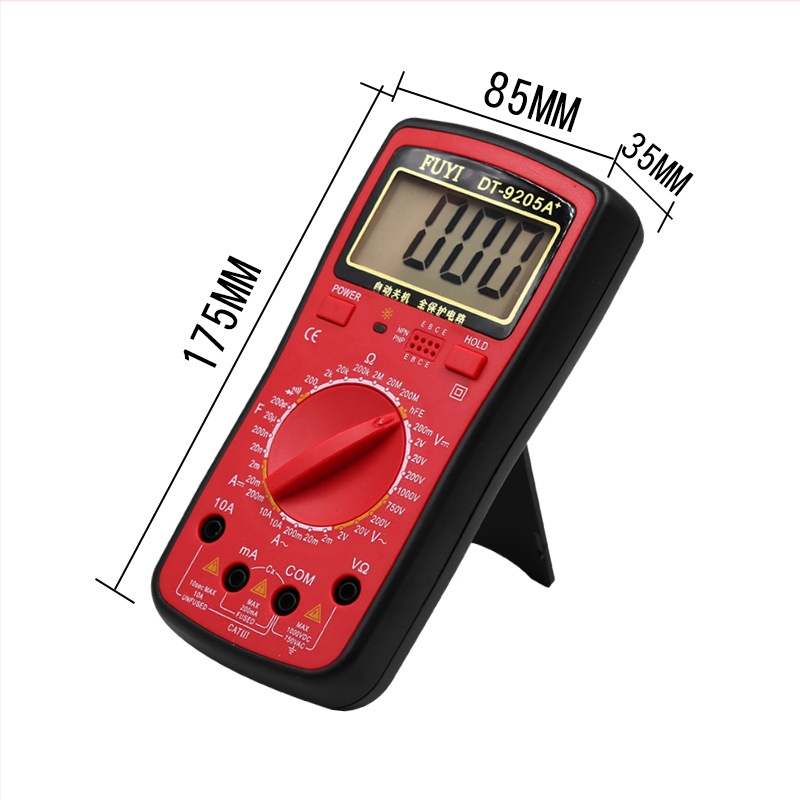 Ψηφιακό Πολύμετρο, Fuyi DT9205A+ Φορητό Επαγγελματικό Μέτρημα, DC 1000V / AC 750V / DC 10A / Χωρητικότητα 200µF–20nF / Έλεγχος Διόδων