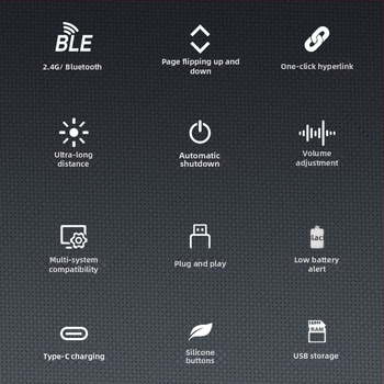 Hliníkový bezdrôtový ukazovateľ na výučbu a PPT pero, Bluetooth/2.4G, dosah 100 m, vlnová dĺžka 650 nm, batéria 180 mAh