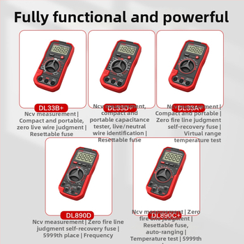 Φορητό ψηφιακό πολύμετρο με μέτρηση θερμοκρασίας, σειρά DL33A/DL33B/DL33C, μάρκα Effective, για οικιακή χρήση και συντήρηση.