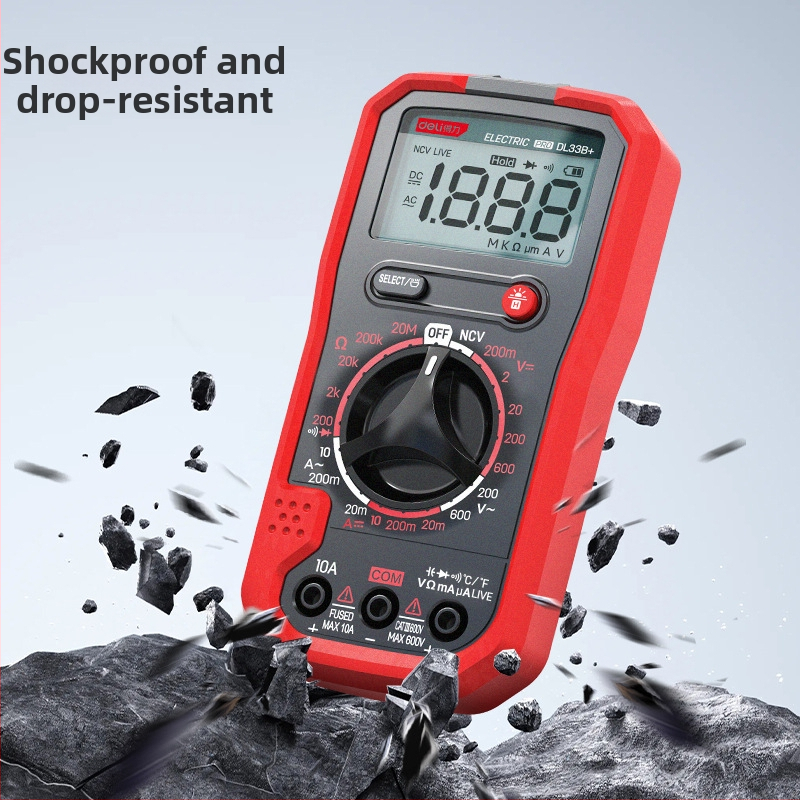 Φορητό ψηφιακό πολύμετρο με μέτρηση θερμοκρασίας, σειρά DL33A/DL33B/DL33C, μάρκα Effective, για οικιακή χρήση και συντήρηση.