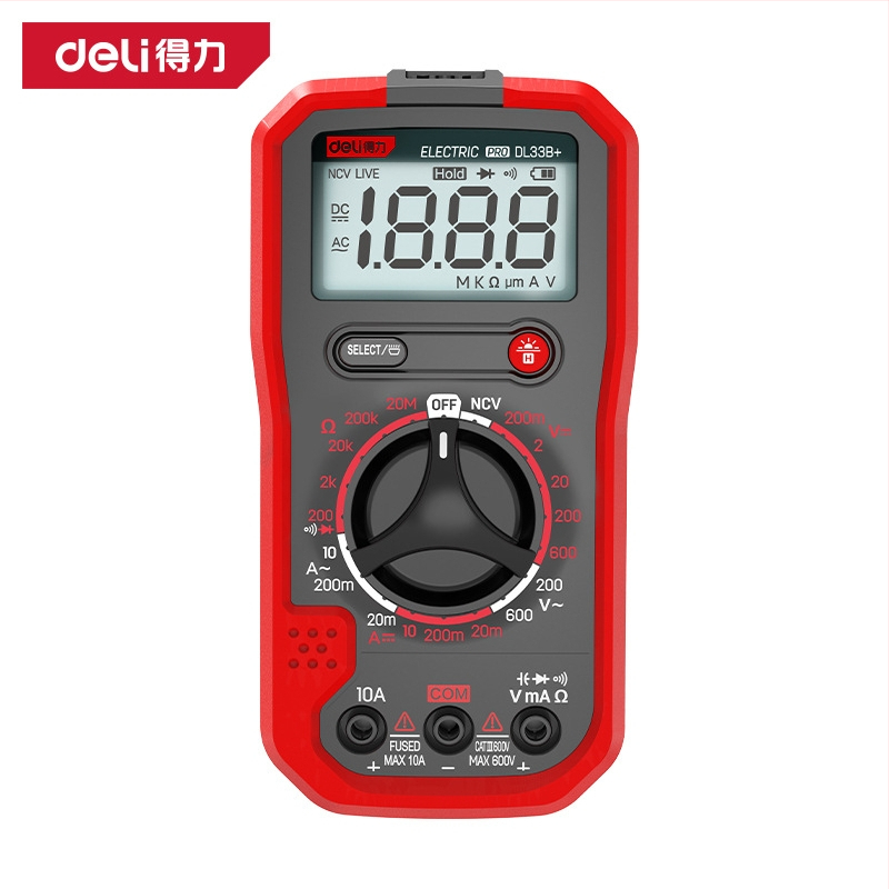 Φορητό ψηφιακό πολύμετρο με μέτρηση θερμοκρασίας, σειρά DL33A/DL33B/DL33C, μάρκα Effective, για οικιακή χρήση και συντήρηση.