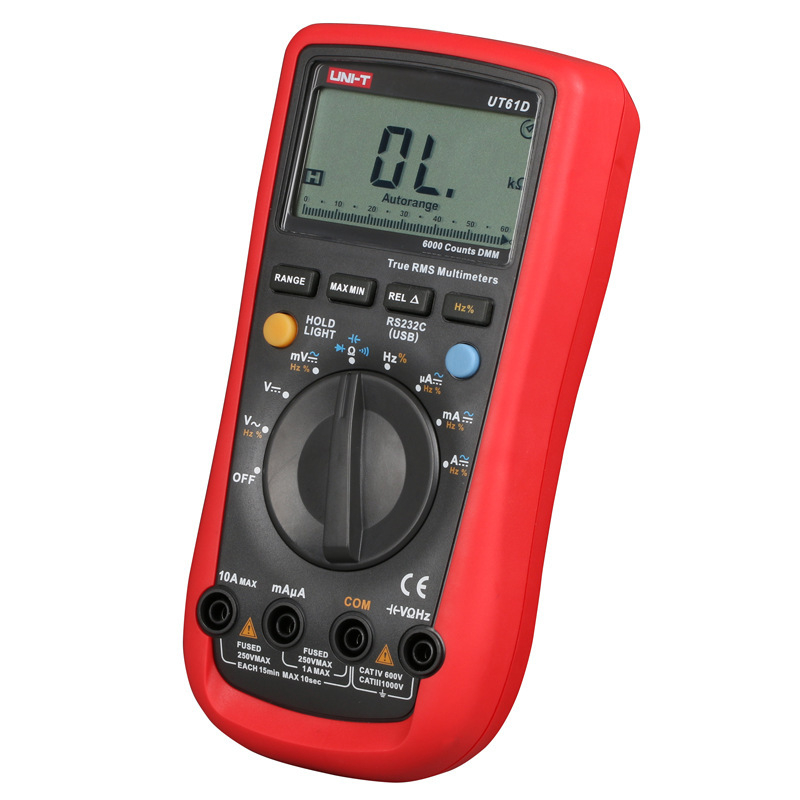 Multimetru digital UT61D cu range automat – măsoară tensiune DC/AC, curent DC/AC, rezistență și capacitate