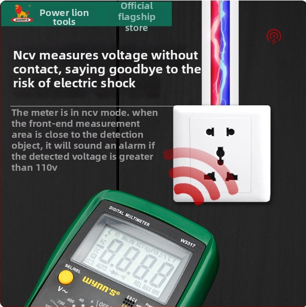 Power Lion Ψηφιακός κλαμπ-μετρητής W3317, Υψηλής Ακρίβειας, Πολυλειτουργικός ηλεκτρικός μετρητής