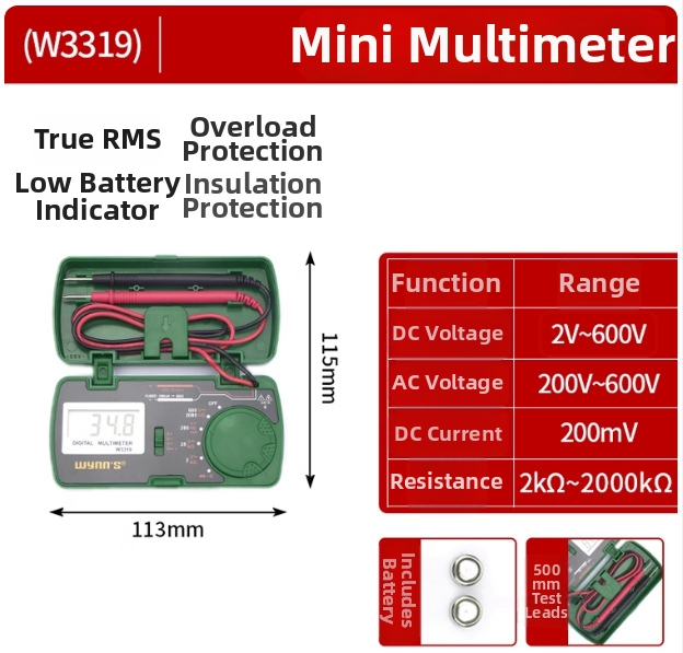 Power Lion Ψηφιακός κλαμπ-μετρητής W3317, Υψηλής Ακρίβειας, Πολυλειτουργικός ηλεκτρικός μετρητής