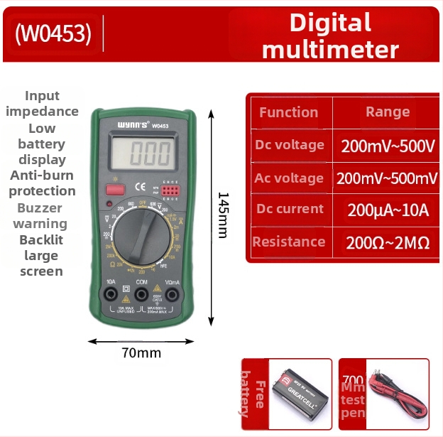 Power Lion Ψηφιακός κλαμπ-μετρητής W3317, Υψηλής Ακρίβειας, Πολυλειτουργικός ηλεκτρικός μετρητής