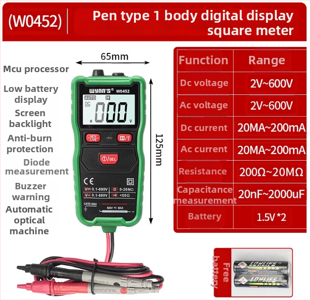 Power Lion Ψηφιακός κλαμπ-μετρητής W3317, Υψηλής Ακρίβειας, Πολυλειτουργικός ηλεκτρικός μετρητής