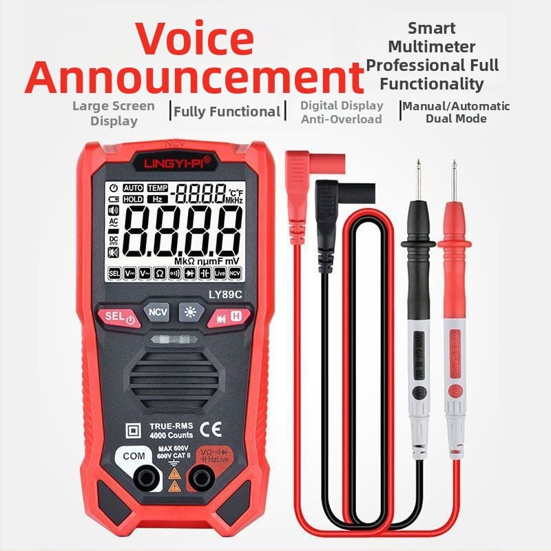 Μετρητής για ηλεκτροτεχνικούς, ψηφιακός υψηλής ακρίβειας μετρητής συντήρησης, φωνητική ανάγνωση στα κινεζικά, πλήρως αυτοματοποιημένο ευφυές σύστημα προστασίας από καύσεις