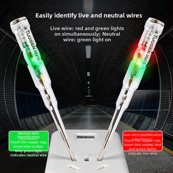 Elektrický tester pero s priehľadným telom, Tuosen, detekcia živých vodičov.