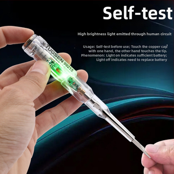 Elektrický tester pero s priehľadným telom, Tuosen, detekcia živých vodičov.