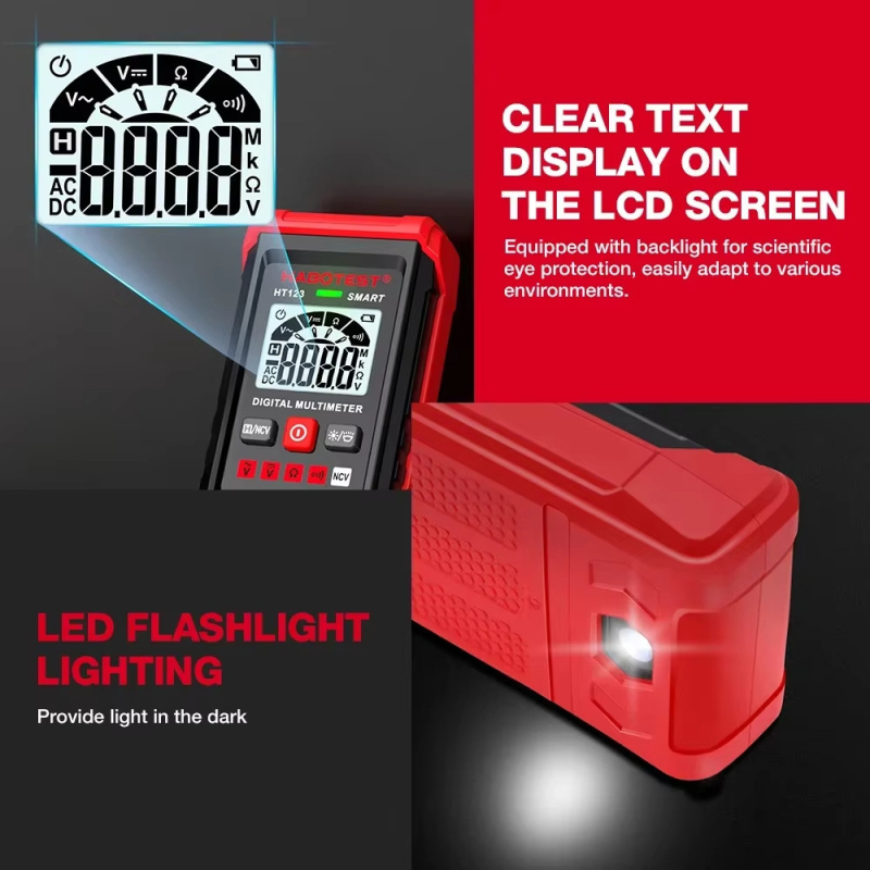 Ψηφιακό πολύμετρο για ηλεκτροτεχνικούς με φωνητική ανακοίνωση, προστασία από καύση, ψηφιακή οθόνη, μέτρηση ρεύματος και τάσης, λειτουργία ωμέτρου