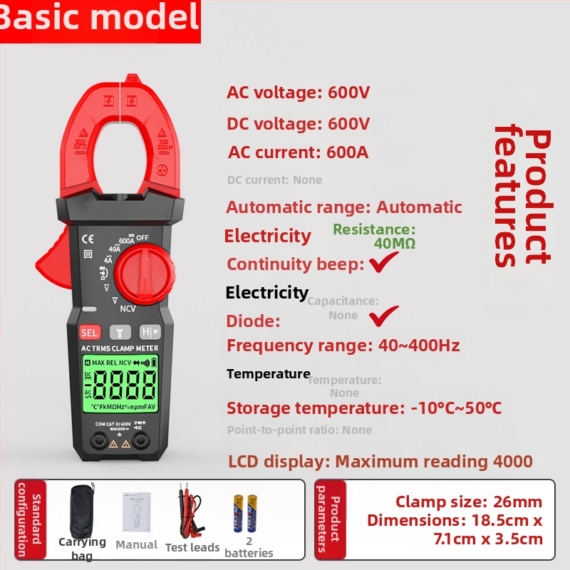 CZDZ NF-6101 Okos klipszmérő — Magas pontosságú DC mérőműszer