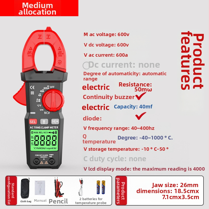 CZDZ NF-6101 Okos klipszmérő — Magas pontosságú DC mérőműszer