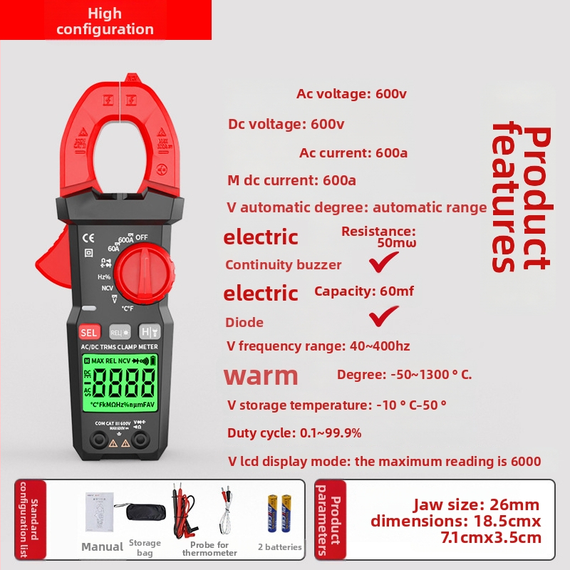 CZDZ NF-6101 Okos klipszmérő — Magas pontosságú DC mérőműszer