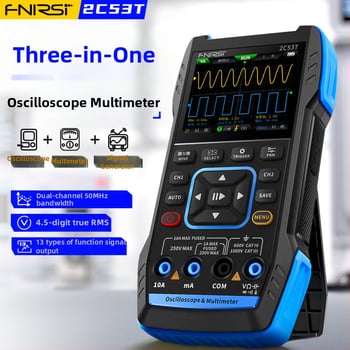 FNIRSI 2C53T двуканален 50 MHz цифров осцилоскоп с мултиметър и генератор на сигнали