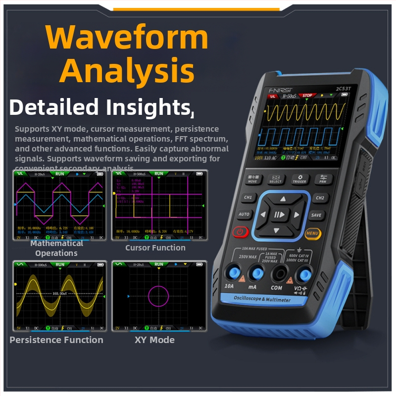 FNIRSI 2C53T dvokanačni digitalni osciloskop s 50 MHz, multimetar i generator signala