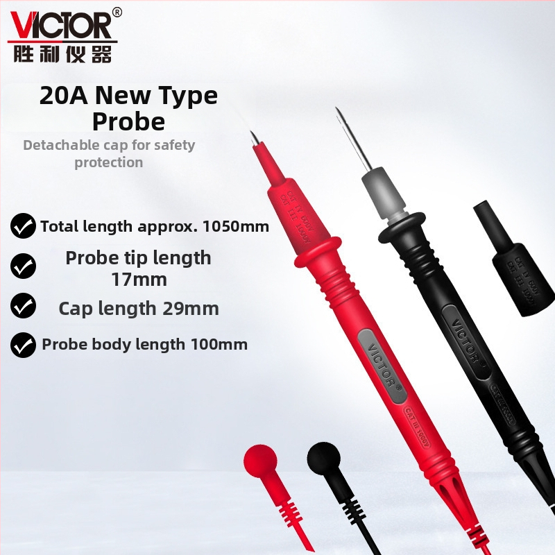 Testovacie pero pre multimetr – nominálne napätie 1000V, 10A/20A, silikónová izolovaná meďová ihla, niklovaný precízny hrot