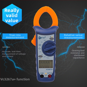 Digitálny kliešťový meter VC3267A+ s automatickým rozsahom: napätie 40 mV–600 V, prúd 40 A–400 A, odpor 400 Ω–4 mΩ; 40 MΩ