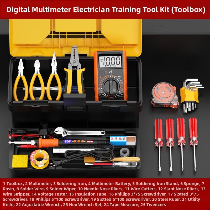 Kit de instruire cu multimetru și fier de lipit, cu afișaj digital, încălzire internă, trusă de scule pentru electrician