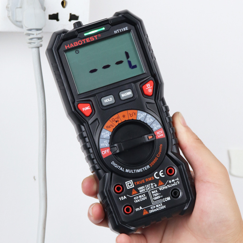 HT118E digitalni multimetar s 4,5 znamenke, HABOTEST, za profesionalnu uporabu; IEC61010-1 CAT IV 600V, CAT III 1000V; uključuje testne sonde i engleski priručnik