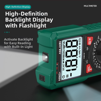 Anlixin 890C Digitális multiméter, Kapacitás, DC/AC Feszültség, DC/AC Áramerősség, Automatikus tartomány
