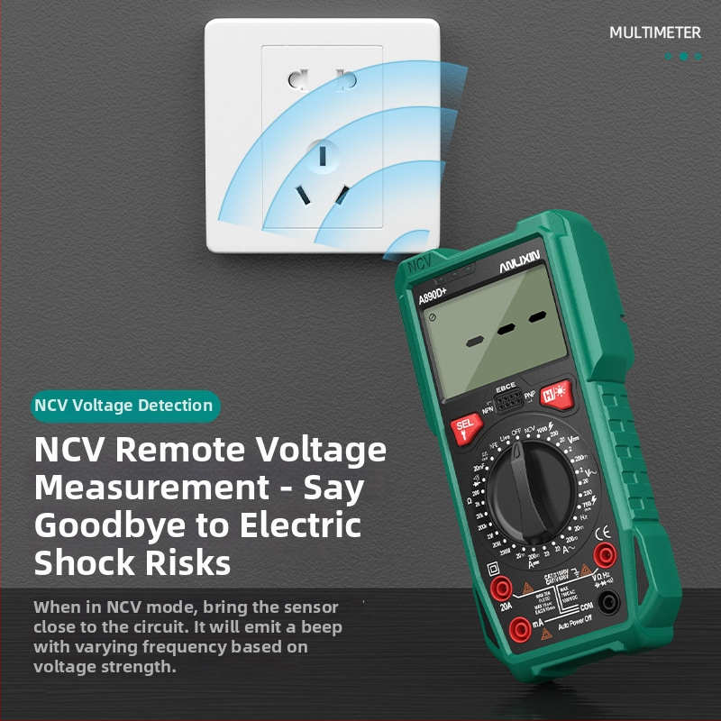 Anlixin 890C Digitális multiméter, Kapacitás, DC/AC Feszültség, DC/AC Áramerősség, Automatikus tartomány