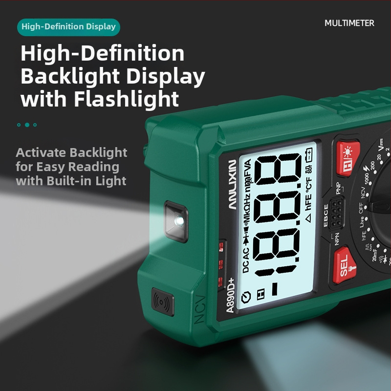 Anlixin 890C Digitális multiméter, Kapacitás, DC/AC Feszültség, DC/AC Áramerősség, Automatikus tartomány