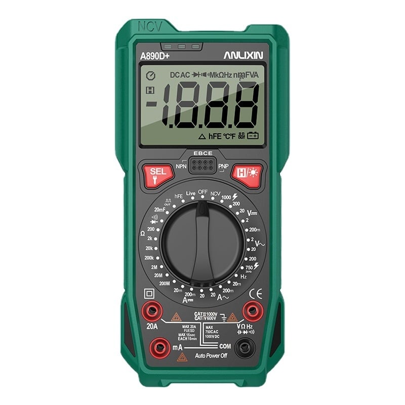 Anlixin 890C Digitális multiméter, Kapacitás, DC/AC Feszültség, DC/AC Áramerősség, Automatikus tartomány