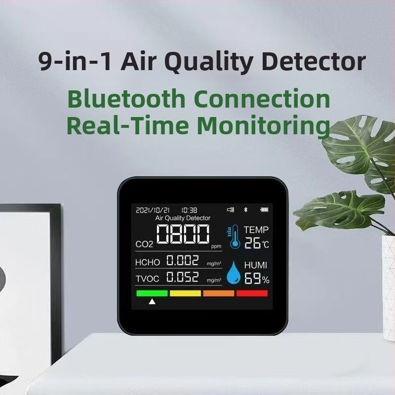 Axess Zn-2co11 CO2 a viacgazový detektor, rozsah merania 400-5000 ppm, meria CO2, formaldehyd, TVOC, PM2.5/PM1.0/PM10, teplota a vlhkosť, napájanie DC