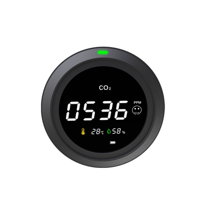 Axess Zn-2co11 CO2 és többgázas detektor, mérési tartomány 400-5000 ppm, méri CO2-t, formaldeidot, TVOC-t, PM2.5/PM1.0/PM10-et, hőmérséklet és páratartalom, DC tápegység
