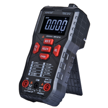 Okos digitális multiméter gombbal, automatikus kijelző, kézi kivitel – égési és esés elleni védelem (Modell TDC212; otthon, diákok, professzionális használat, javítás; CE ISO9001 FCC)
