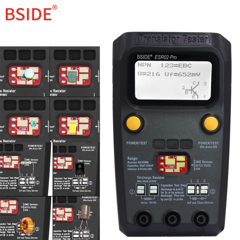 BSIDE tester tranzistora, mjerač kapacitete i induktivnosti, višenamjenski ESR multimetar, MOSFET detektor