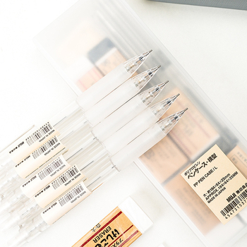 Muji механичен молив, 0,5 мм графитова сърцевина, 2B/HB, прозрачно тяло, пластмасов корпус, ергономичен дизайн за намаляване на умората