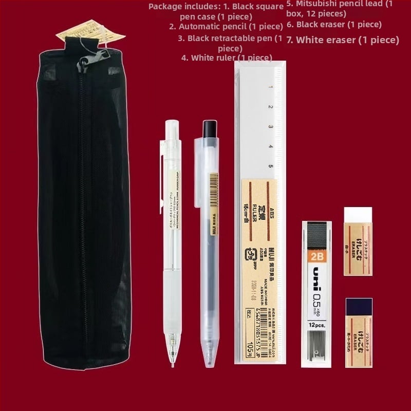 Muji механичен молив, 0,5 мм графитова сърцевина, 2B/HB, прозрачно тяло, пластмасов корпус, ергономичен дизайн за намаляване на умората