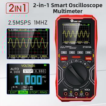 Цифров осцилоскоп ET2010A, портативен, 2 канала, полоса пропускания 1, скорост на проби 1, дължина на запис 100, скорост на улавяне на вълни 12
