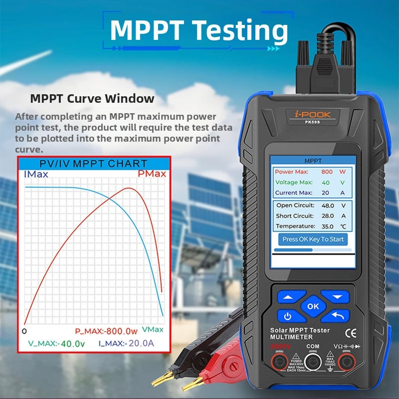 Viacfunkčný tester fotovoltaických panelov s digitálnym displejom, napätie do 2 kV a výkon do 2 kW, značka i-pook