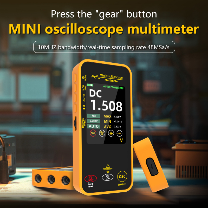BSIDE Ръчен мини осцилоскоп и мултиметър OS1, едноканален, честотна лента 10 MHz, 48 MS/s проби, памет до 64 kB