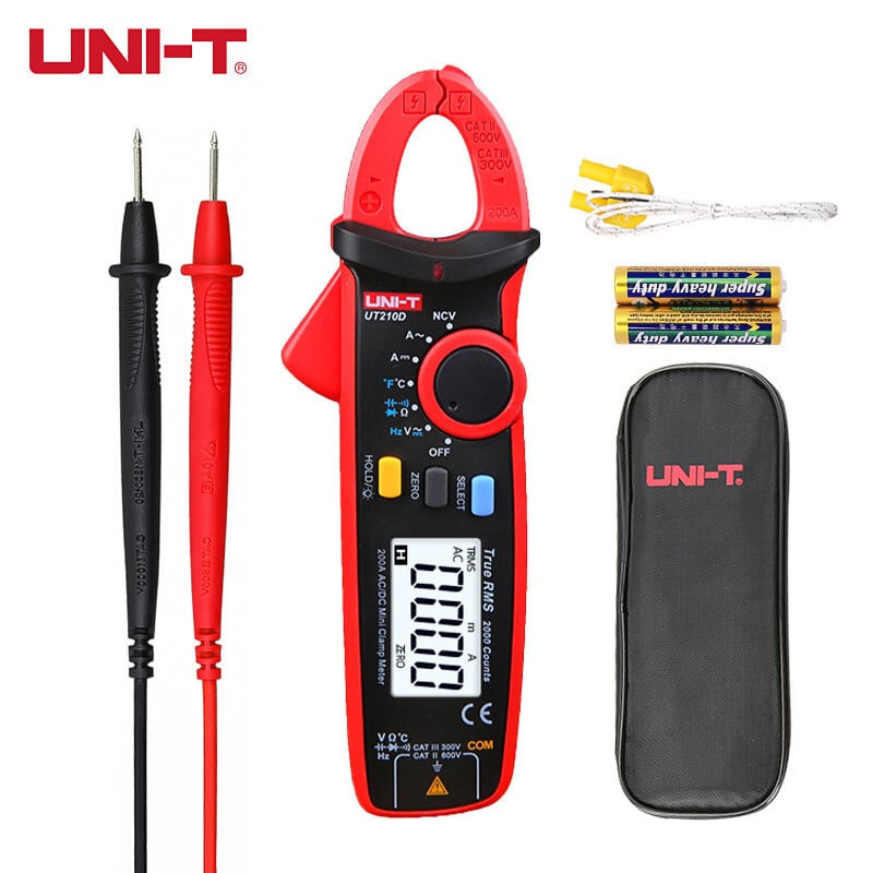 Дигитален клампметър UT210D, Uni-T, AC/DC 200A, компактен