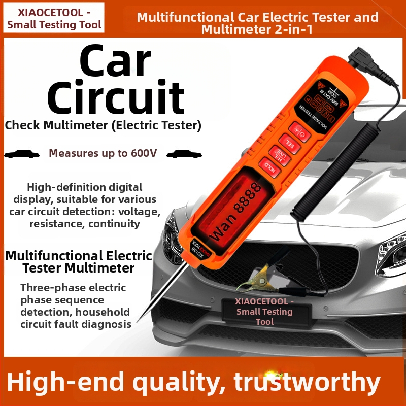 XIAOCETOOL automobilni tester napona s digitalnim zaslonom, visoka preciznost, potpuno inteligentan, zaštita od pregorijevanja, detektor za električare
