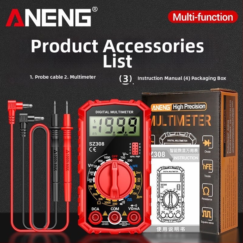 Multimetru digital portabil mini cu LCD – precizie înaltă, tester electric multifuncțional pentru uz casnic, studenți și profesioniști